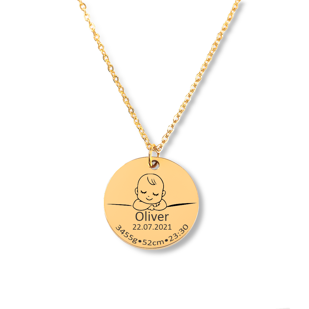 Personalized Baby Boy Necklace, New Mom Necklace Gift, Baby Pendant Gift  From Godmother, 14k Gold Engraved Baby Name Jewelry - Etsy